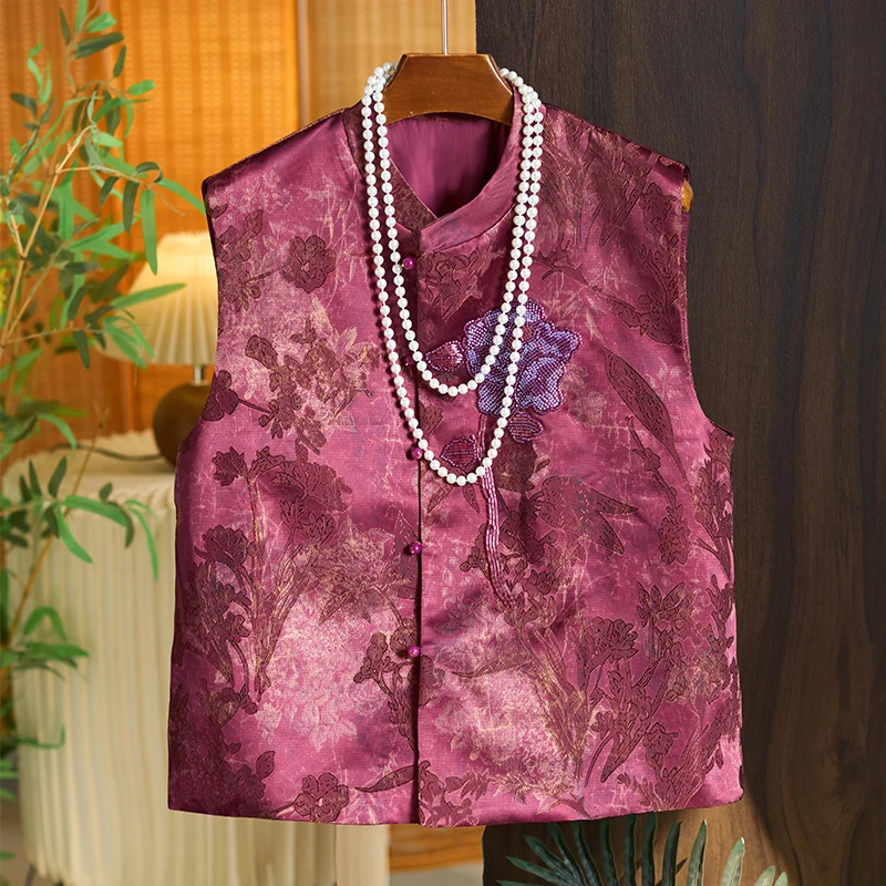 

Новый китайский жилет высокого класса, весенняя винтажная верхняя одежда с вышивкой, женская модная многослойная майка на бретелях