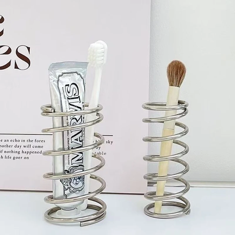 

Toothbrush Stand Toothpaste Holder Accessories for Bathroom Stainless Steel Toothpaste Makeup Brush Storage Decoration Rack