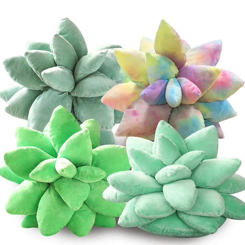 Inyahome 3D Succulent Leaf Throw Pillow for Couch Sofa Living Room Home Decor for Plant Garden Lovers Green Thumb Family Friends