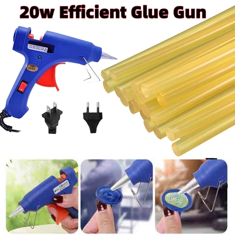Мини-набор пистолетов для горячего клея 20 Вт с клеевыми палочками 10-30 для поделок своими руками, домашнего ремонта, автомобильной фиксации