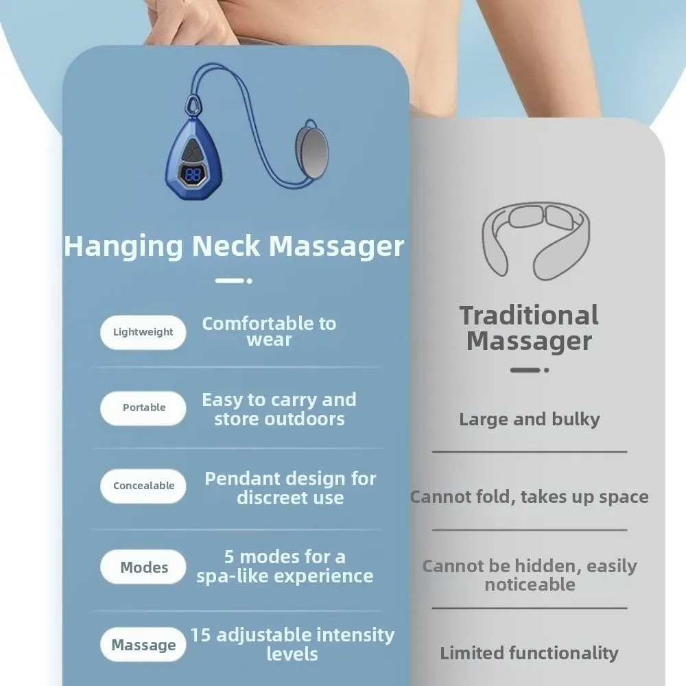 Nackenmassagegerät mit Wärmefunktion, zervikale Unterstützung, intelligente Technologie, intelligentes Nackenmassagegerät, EMS-Puls, hängendes Nackenmassagegerät