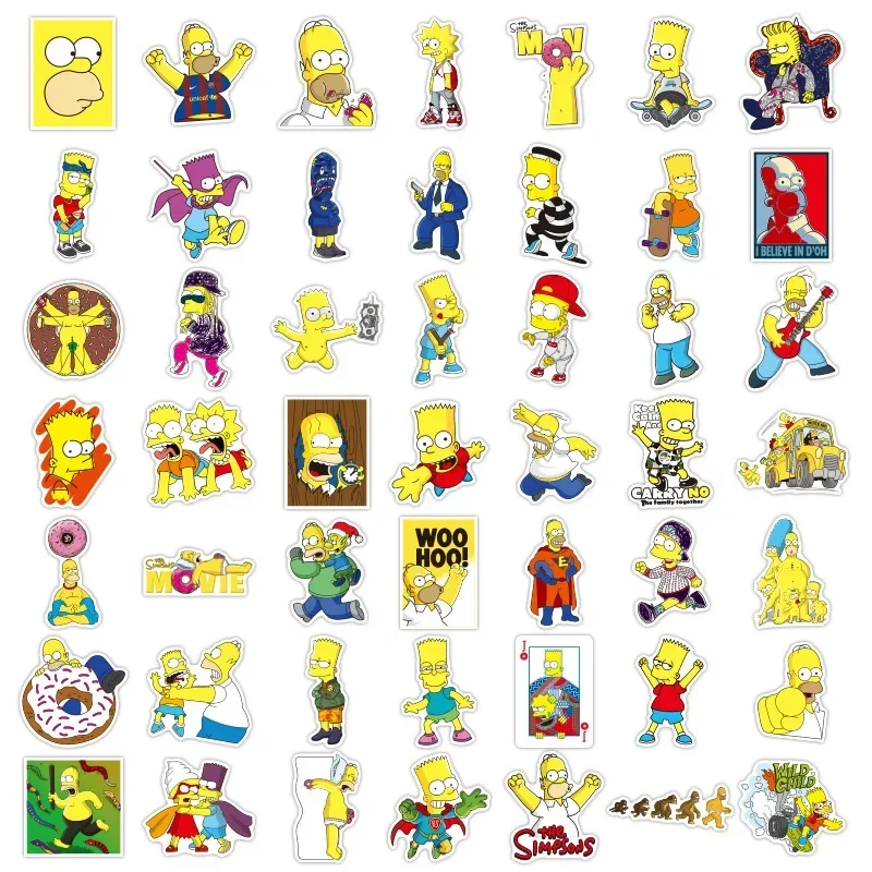 50/100PCS Cartoon The Simpsons Stickers DIY Skateboard Laptop Luggage Motorcycle Bike Waterproof Graffiti Sticker Decals Kid Toy