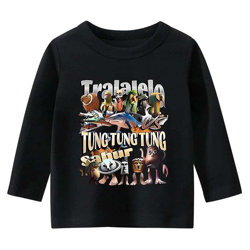 

Tralalero Tralala tung tung tung Kids Long Sleeved Cotton T-shirt Fashion Baby Girls Boys Kawaii Casual Tees Birthday Gift