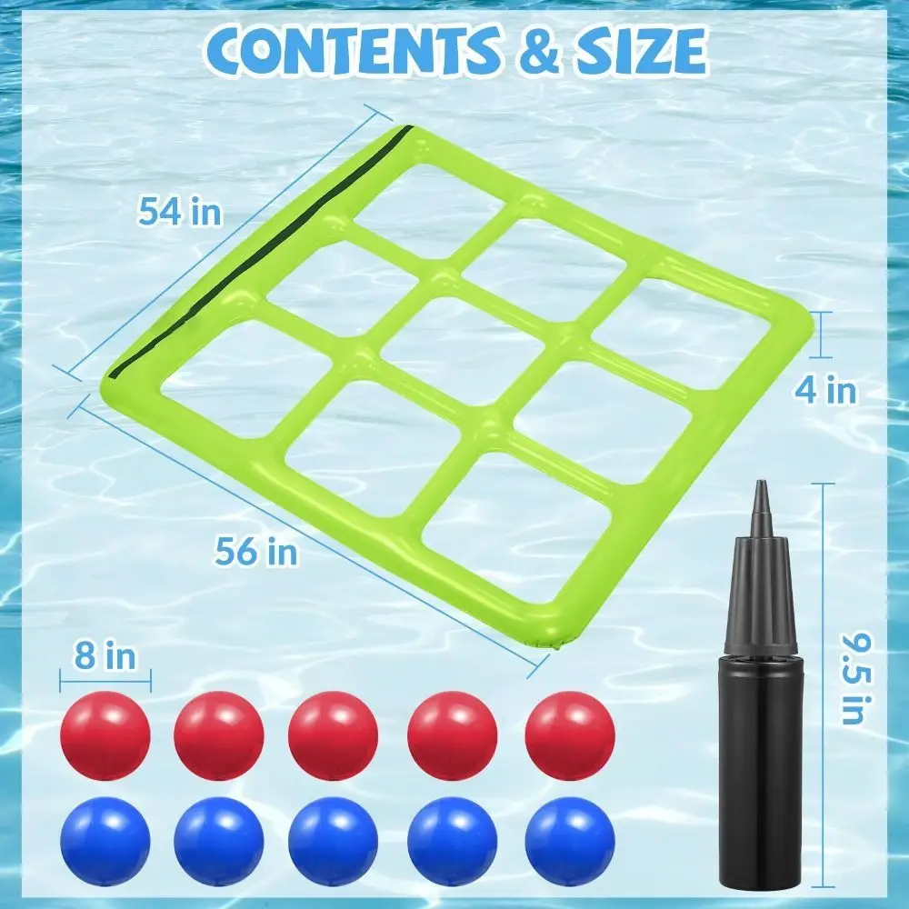 Conjunto de brinquedos aquáticos de pvc, lance macio, 10 bolas, conjunto de jogos de brinquedo para piscina, equipado com uma bomba de ar, adequado para 2 a 10 jogadores