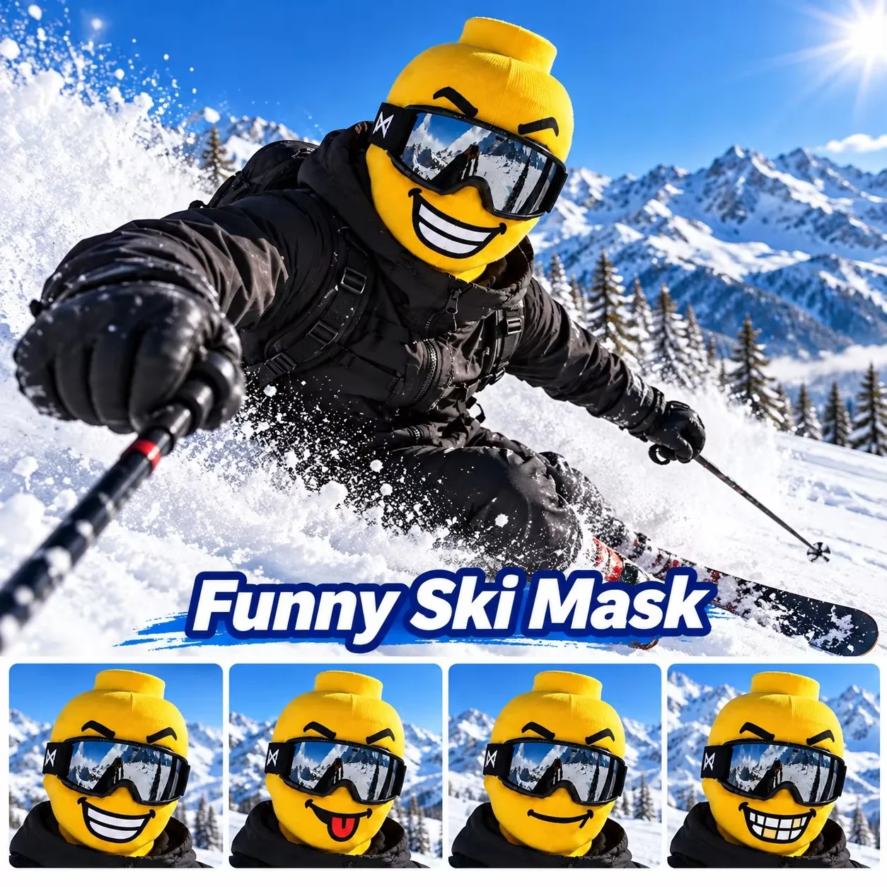 .3D Funny Printed Balaclava Full Face Mask Windproof Breathable Ski Headwear Funny Face Cover for Outdoor Cycling Snowboarding