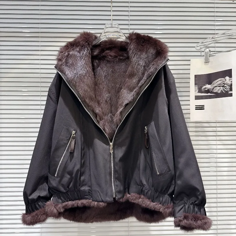 2025 hiver mode et loisirs nouveau Maillard haut droit fermeture éclair deux côtés Parkas chauds manteau épais vêtements féminins