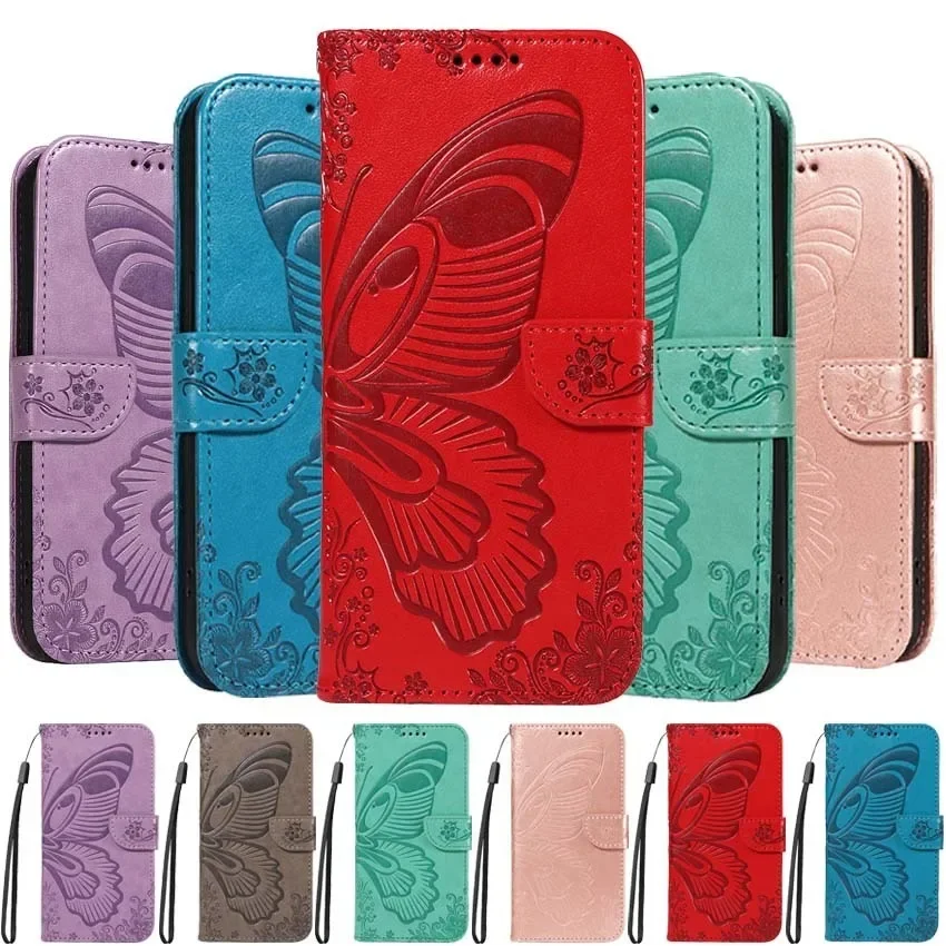 Big Butterfly Case For Samsung Galaxy A05 A05S A06 A10 A10S A12 A13 A14 A15 A16 A20 A20S A21 A22 A23 A24 A25 5G 4G Leather Cover