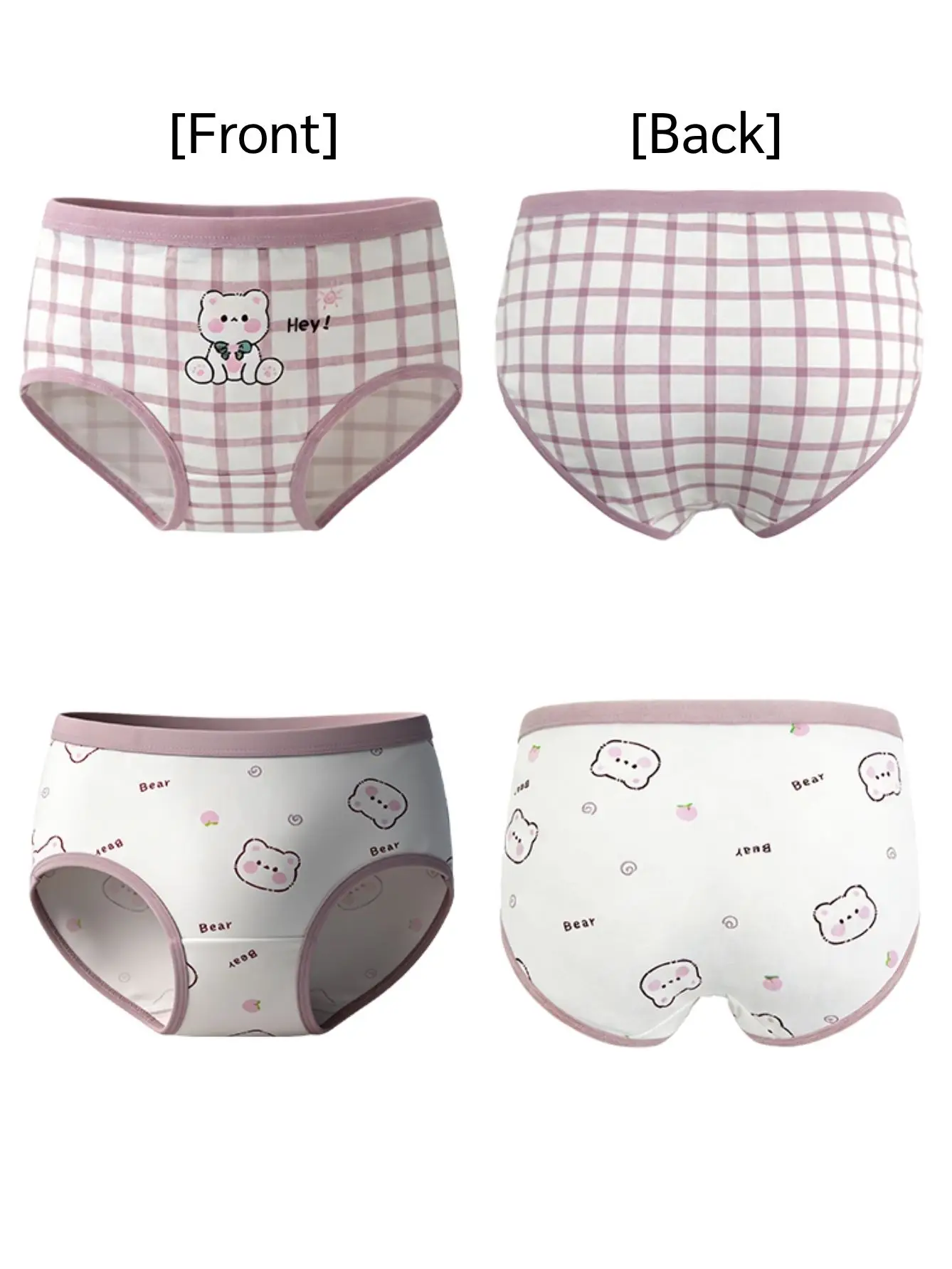 ZEKSAF Girls Underwears Cute Pink Bear Print Kids Cotton Underpants 16 Pack