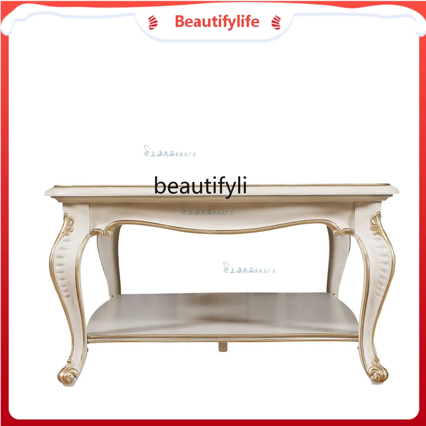 

A45 French solid wood coffee table designer coffee table living room small apartment square table