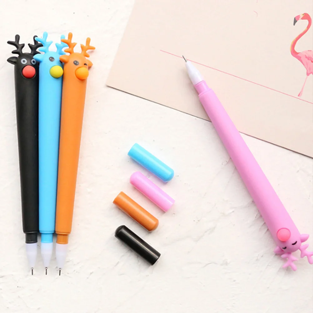 20pcs Gel Elk Shape Ergonomic Design Smooth Writing Student Stationery Cute Pens For Girls Multipurpose Note Taking Pens