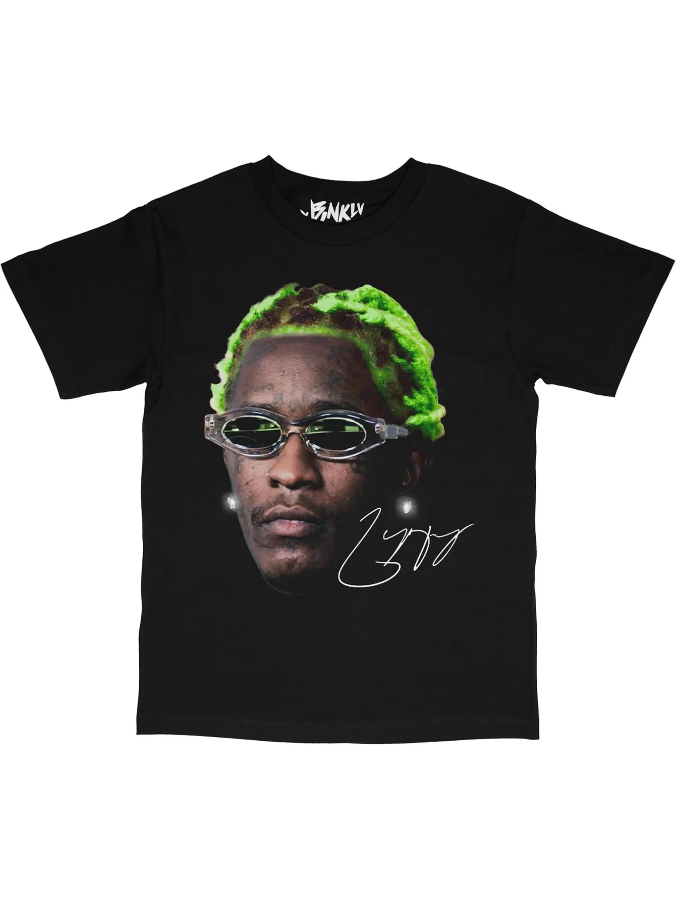 Men's Cotton T-shirt, Boys and Girls Green Hairline Sunglasses Facial Portrait Pattern Printed Crew Neck Short-sleeved T-shirt Top, Suitable for Outdoor Leisure Summer Wear Birthday Gift