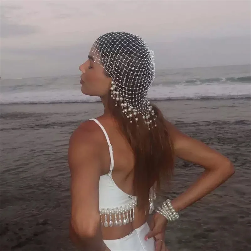 Bride Hollow Out Headscarf Veil Mask Nightclub Hat  display picture 2