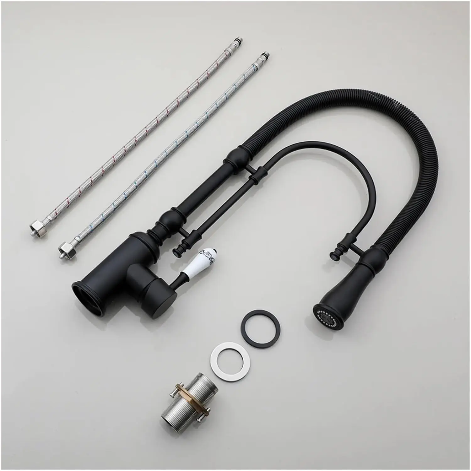 Kitchen Pull Down Faucet 360 Degree Multi-Function Spring Pull Down Single Handle Hot and Cold Water Faucet Brass