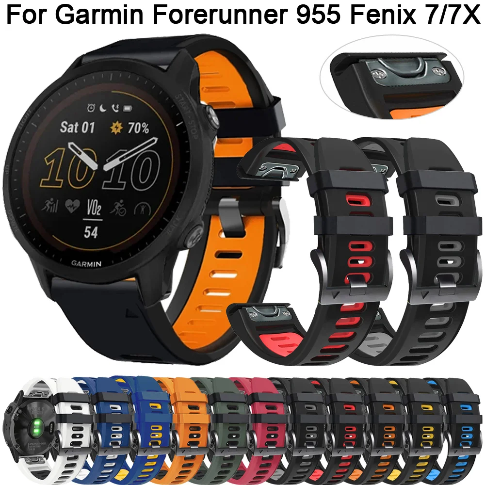 

22 26mm Watch Bands For Garmin 955 945 Silicone Watchband Epix Gen 2 Fenix 7X 7 6X 6 Pro 5X 5 Plus 3 3HR QuickFit Strap Bracelet