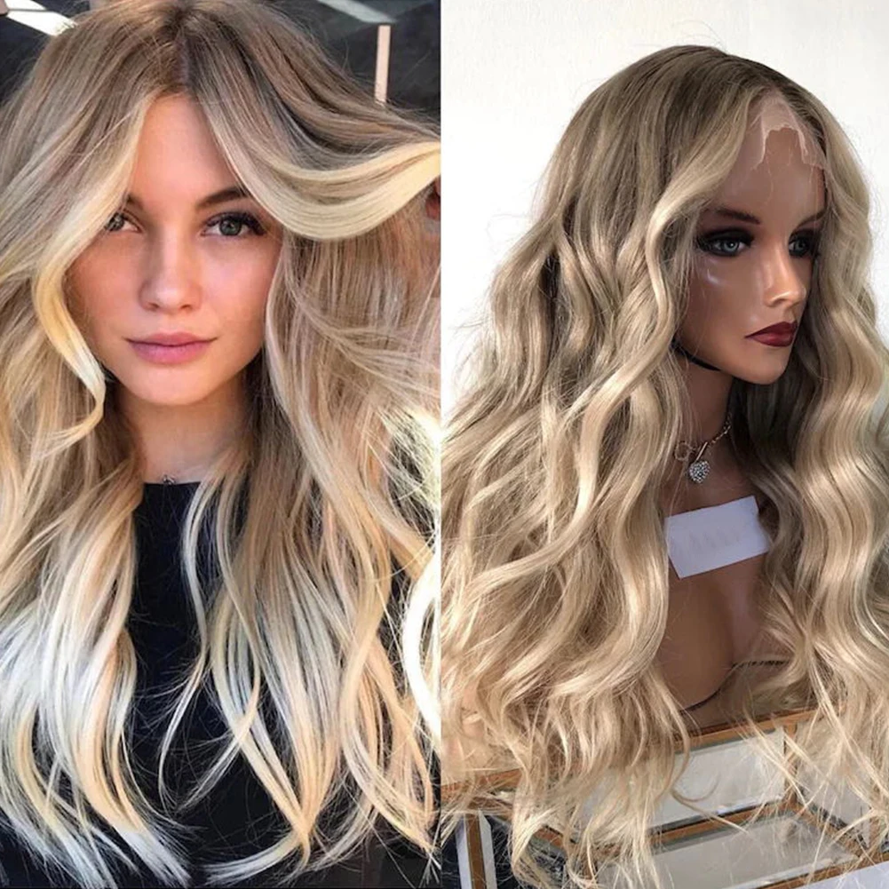 Medium Blonde Root Glueless Full Lace Wigs Remy Hair Lace Front Human Hair Wigs for Women Pre Plucked Highlights Wavy130/150/180