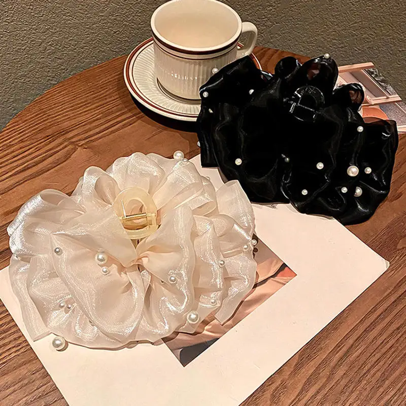 الصيف الحلو الساتان القوس الكبير مشبك شعر مقاطع للنساء بلون أنيق Bowknot ذيل حصان كليب جديد غطاء الرأس اكسسوارات