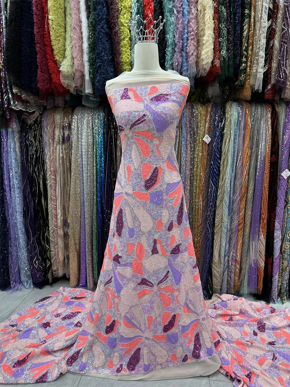 

Африканское кружево с пайетками и бисером для жениха, высококачественная французская тюлевая ткань, вышивка 2026, нигерийские кружевные ткани