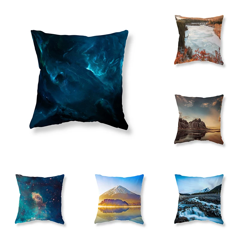 

Starry Sky Landscape Pillowcase Sofa Car Decoration Office Game Chair Cushion Cover Room Home 45x45cm