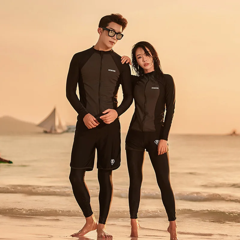 

Couple Zip Wetsuit Split Long-Sleeved Trousers Swimming Costume Sunscreen Quick-Dry Men and Women Jellyfish Suit Snorkeling Suit