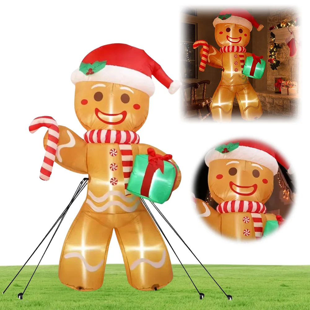 

8FT Christmas Inflatable Gingerbread Man with Build-in LEDs Inflatable Christmas Decorations Christmas Blow Up Yard Decorations