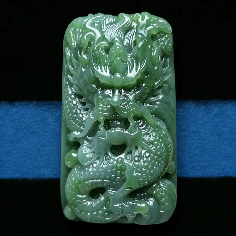 

Hotan Jade Big Claw Pendant, Spinach Green, Hand-Carved , Traveling World Amulet Handpiece