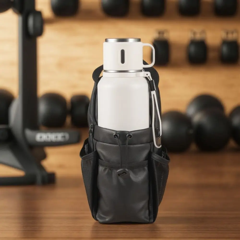 

Magnetic Water Bottle Sling Bag Large Capacity Multi-layer Gym Bottle Bag Portable Pull Cord Crossbody Sports Bag Outdoor