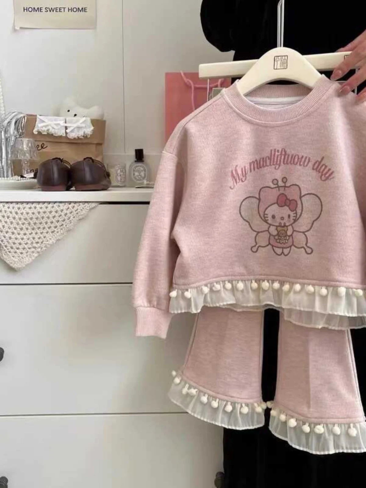 

Комплект для девочек: повседневный костюм-двойка (свитшот и брюки) в корейском стиле, весна-осень, новая модная коллекция