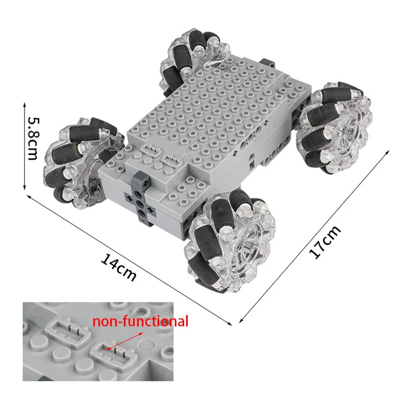 Mecanum Wheel Stunt Drift Car MOC Bricks Toys High-Tech 8 Channels Chassis Frame Building Blocks Retrofit Compatible With LEGO
