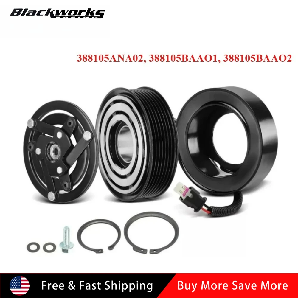 

388105ANA02, 388105BAAO1, 388105BAAO2 Комплект сцепления компрессора переменного тока с 7 канавками для Honda Civic 2016 2017-2021 L4 2.0L