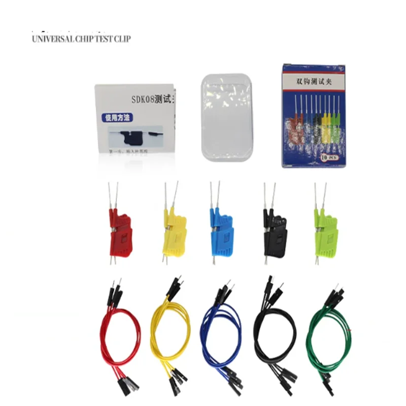 10-chip universal test clip, no-need-to-remove chip TSSOP MSOP SOP tool IC pin analyzer with Dupont wires