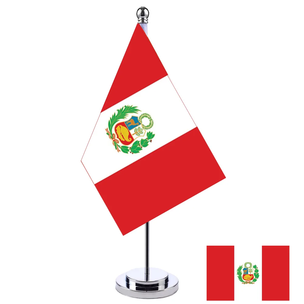 

aerlxemrbrae 14x21cm Office Desk Flag Of Peru Banner Polyester PER PE peru National banner