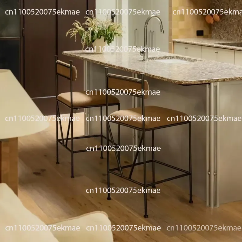 Simple Modern Design Home Bar Stool Simple Creative Solid Wood Backrest Comfortable Bench