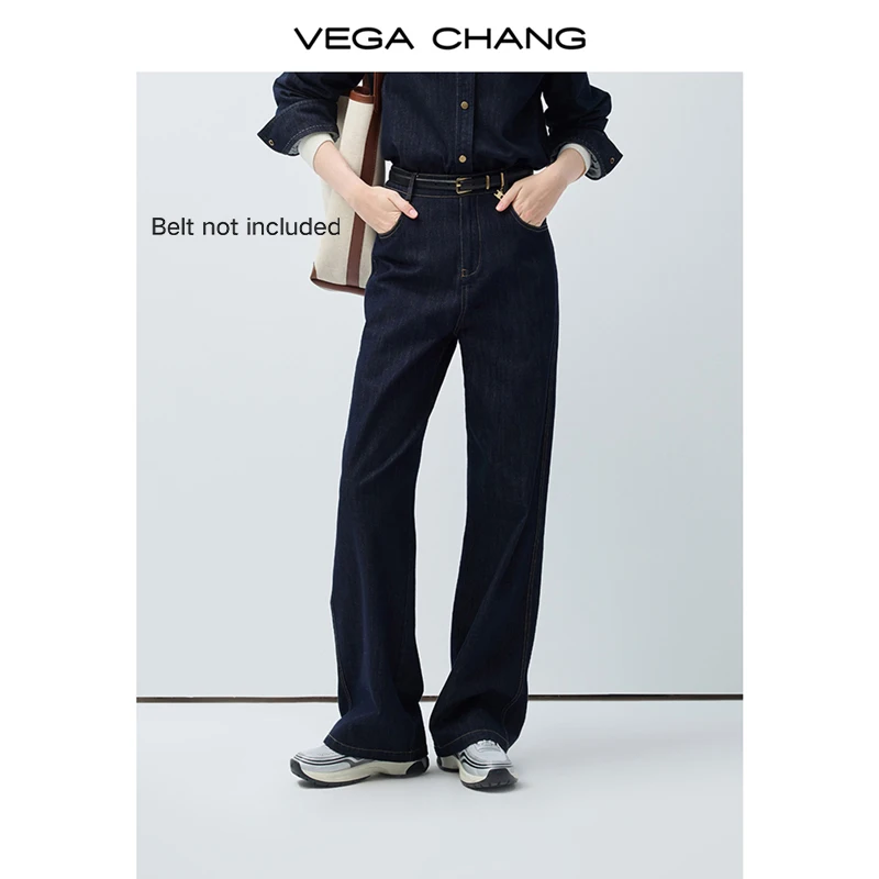 

Джинсы женские Vega Chang, весна-осень, новые, широкие, драпированные, стройнящие, длинные [ремень в комплект не входит]