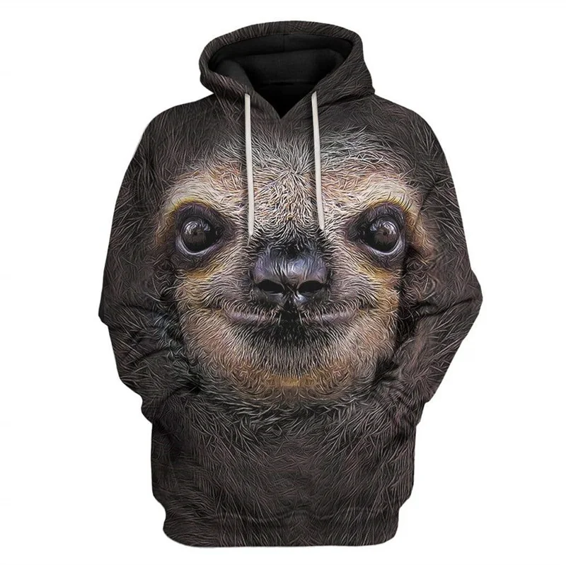 Women Winter New 3D Sloth Honeybee Cats Printing  Hoodies For Men Children Fashion Funny Hooded Sweatshirts Vintage Pullover Top