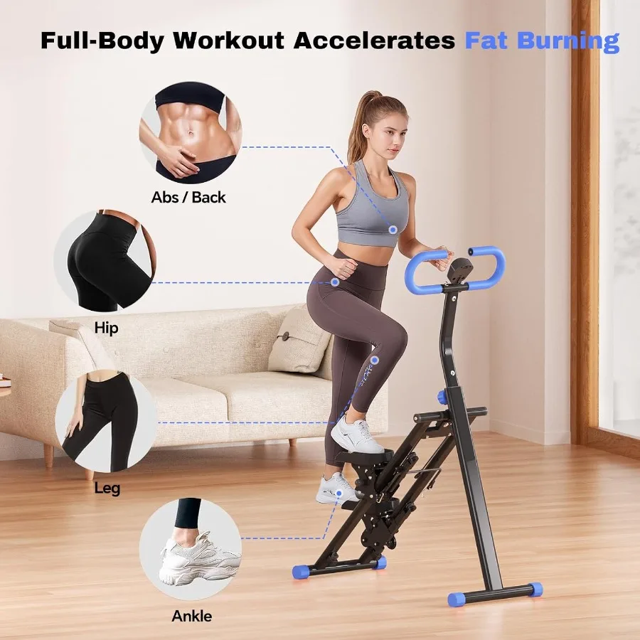 Folding Vertical Stair Stepper for Home Exercise, 45° Tilt Angle with Adjustable 3-Height Handles, LCD Monitor, Low-Impact Full-Body Cardio Machine