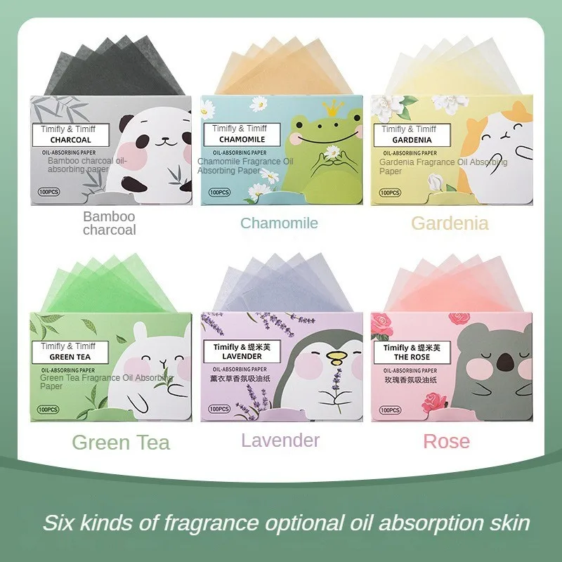 100 Pieces Fragrance Facial Oil-absorbing Paper for T-zone Oil Control
