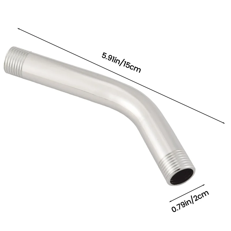 A23E-G1/2 Inch 15Cm Wall Mounted Stainless Steel Shower Head Extension Angled Shower Arm Extra Pipe