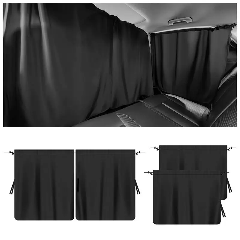 3pcs Car Window Curtains Sun Shade Privacy Curtain Partition Protection Curtain Commercial Car Interior Accessories For Taxi Car