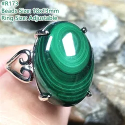 Natural Green Malachite Chrysocolla Ring For Women Lady Man Luck Gift Crystal Oval Beads Silver Adjustable Ring Jewelry AAAAA