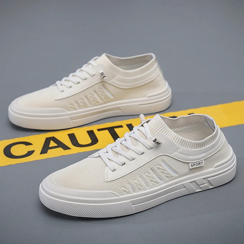 

2025New Men Breathable Board Shoes Casual Shoes Street Trend Flat Skateboard Shoes Summer Breathable Sneaker
