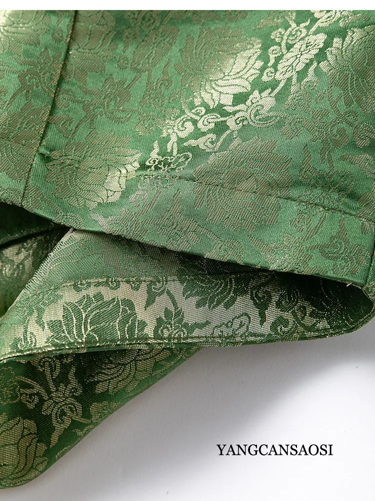 30MM Heavyweight Woven Gold Natural Mulberry Silk Jacquard Satin Elastic Waist Women's Loose Casual Harem Pants
