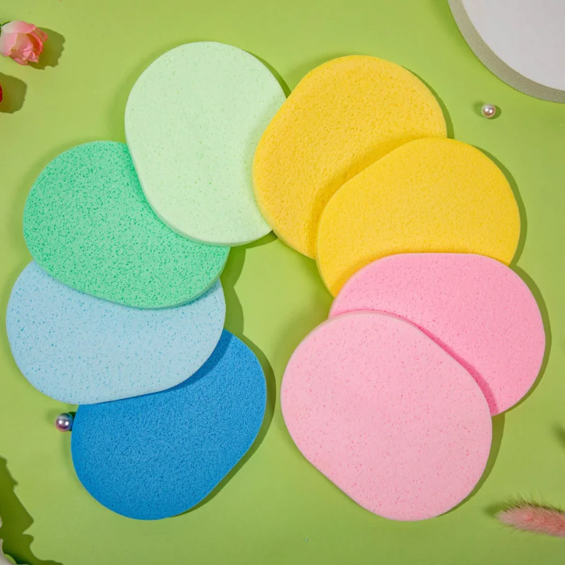 50pcs Pva Oval Cleansing Puff Reusable Soft Makeup Remover Cleansing Puff Cleaning Sponge Puff Powder Puff Beauty Accessories