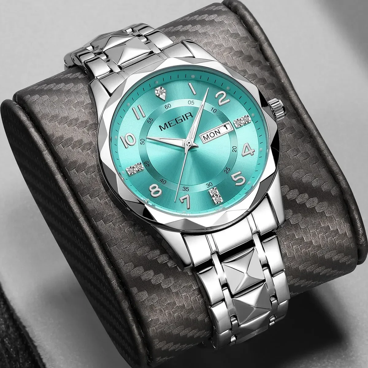 

MEGIR 1093 Элитный бренд Мужские кварцевые часы Модные оснащенные креативным динамическим цифровым циферблатом Автоматические часы с датой и неделей для мужчин