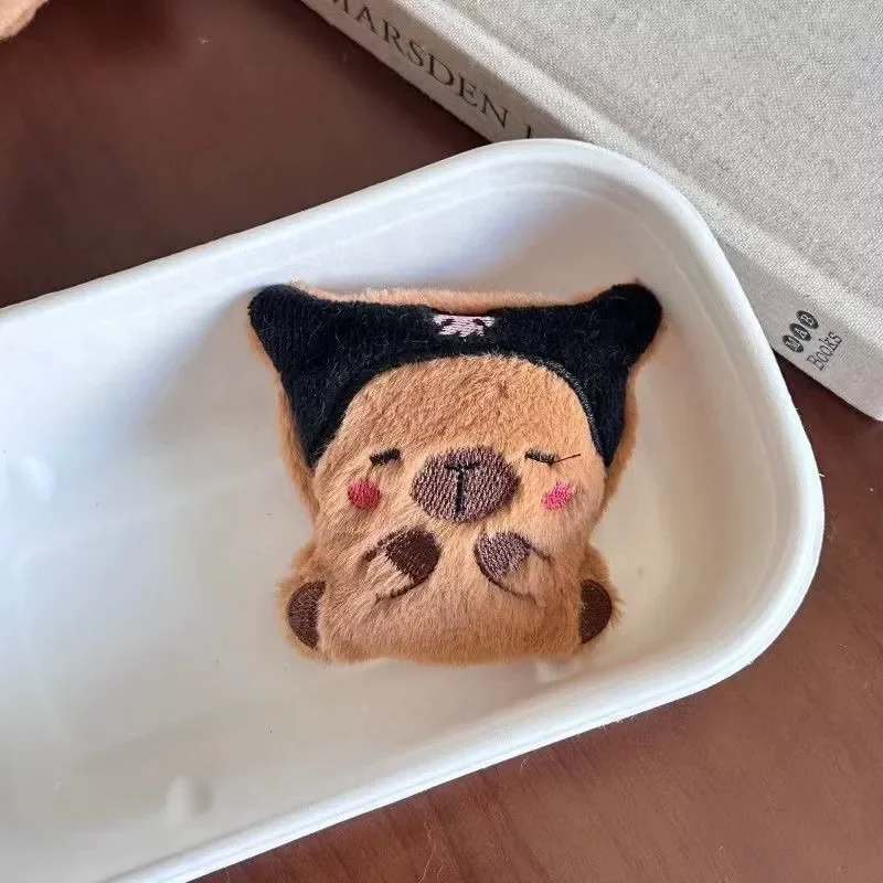 Cute Capibara Plush Keychain Cute Headgear Little Guinea Pig Doll Pendant Backpack Decoration Plush Pendant Birthday Gift