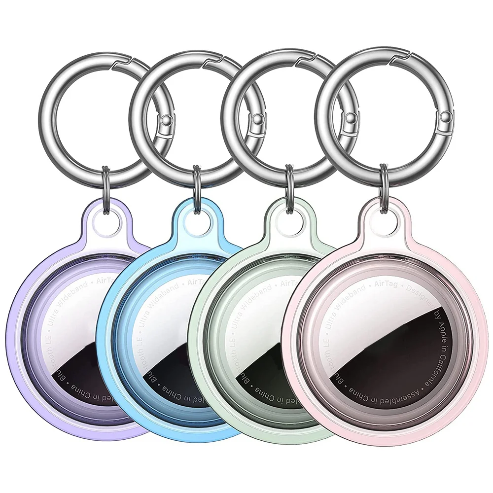 4 Pack Protective Case for Apple AirTag Silicone Keychain Compatible with Air Tag Holder with Key Ring