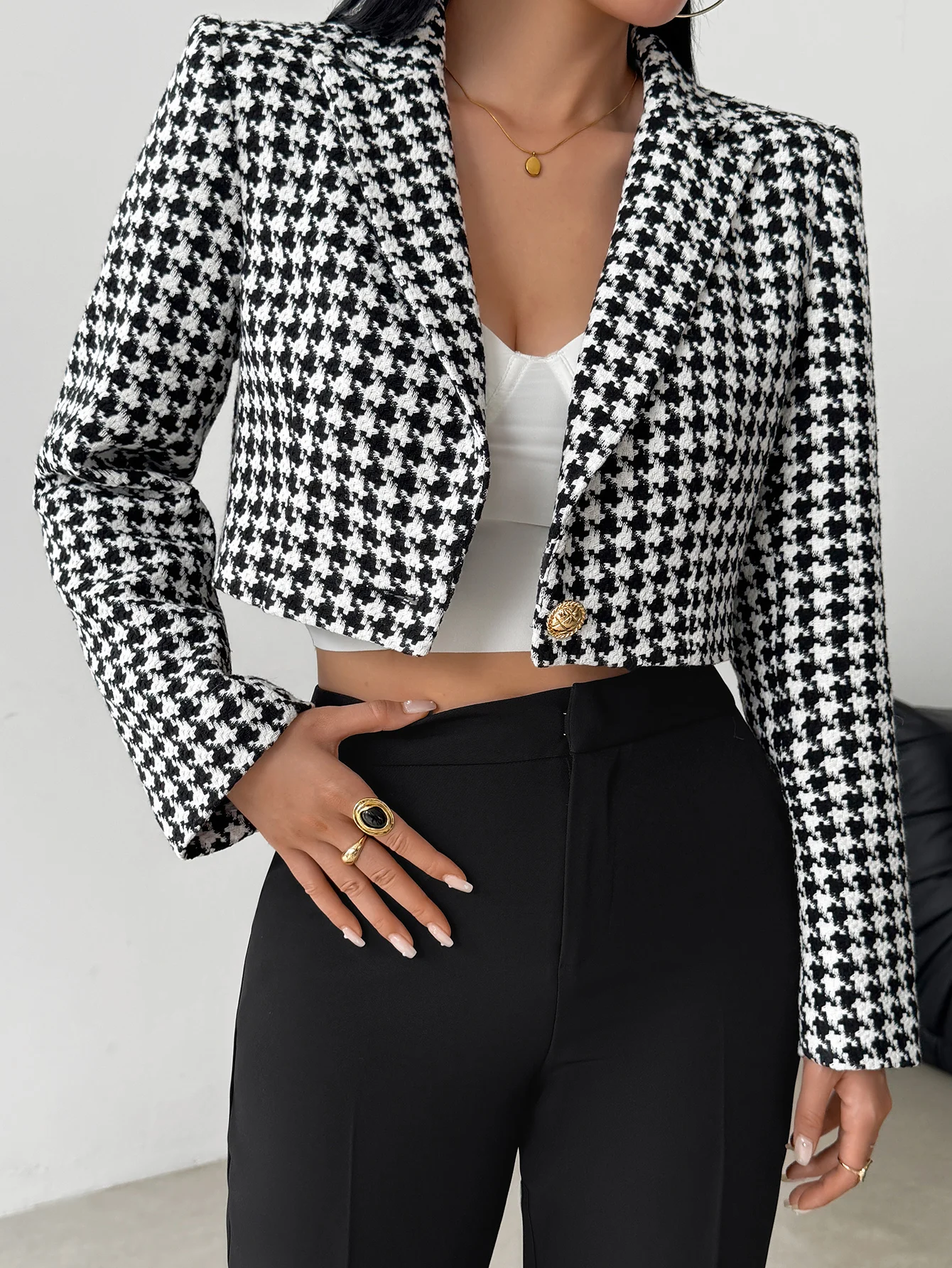 معطف من الصوف السميك المنقوش من القماش القطني للمكتب والتاريخ اليومي وموسم الخريف والشتاء ملابس خارجية غير رسمية أنيقة للأعمال