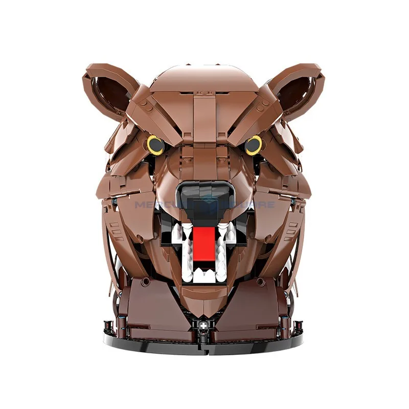 Bear Head Half Bust  Model Building Blocks MOC DK5031 Animal Bricks Creative Ideas Home Ornaments Toy Kit Gift Girls Boys Kids