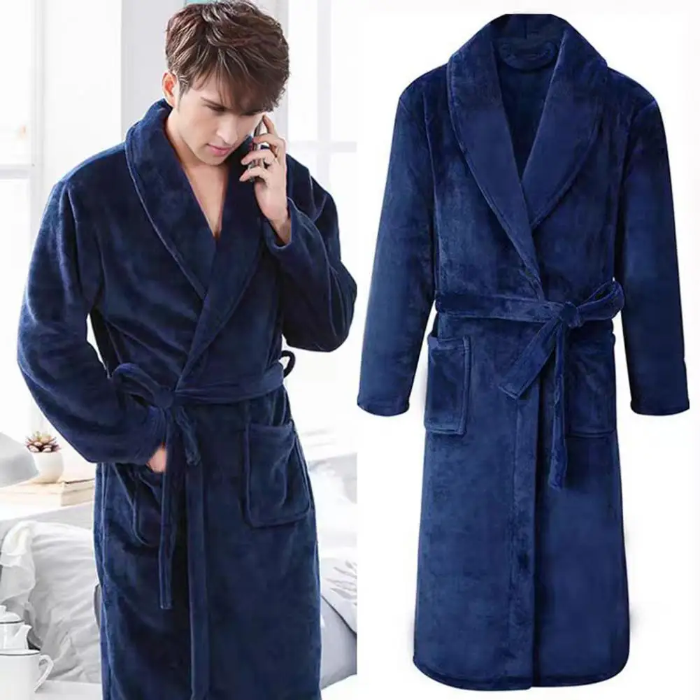 2025 Autumn Winter Couple Flannel Robes Sleepwear Thickened Coral Fleece Warm Nightdress Nightwear Loose Home Dress Lounge Wear
