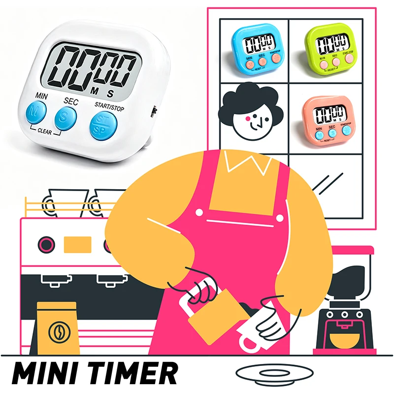 Magnetic LCD Kitchen Timer – Digital Count Up/Down Stopwatch for Cooking Baking Study, Sports & Shower, Visual Timer with Alarm