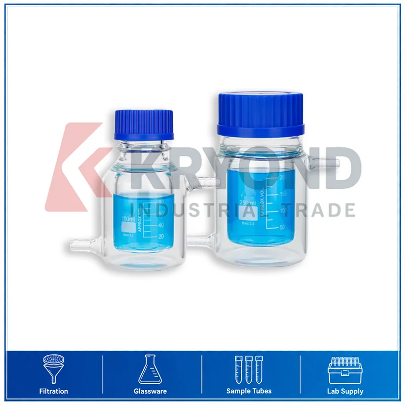 Double Layer Jacketed Reagent Flask Borosilicate Glass GL45 GL80 Screw Cap Bottle Laboratory Reaction Vessel Research Use Series